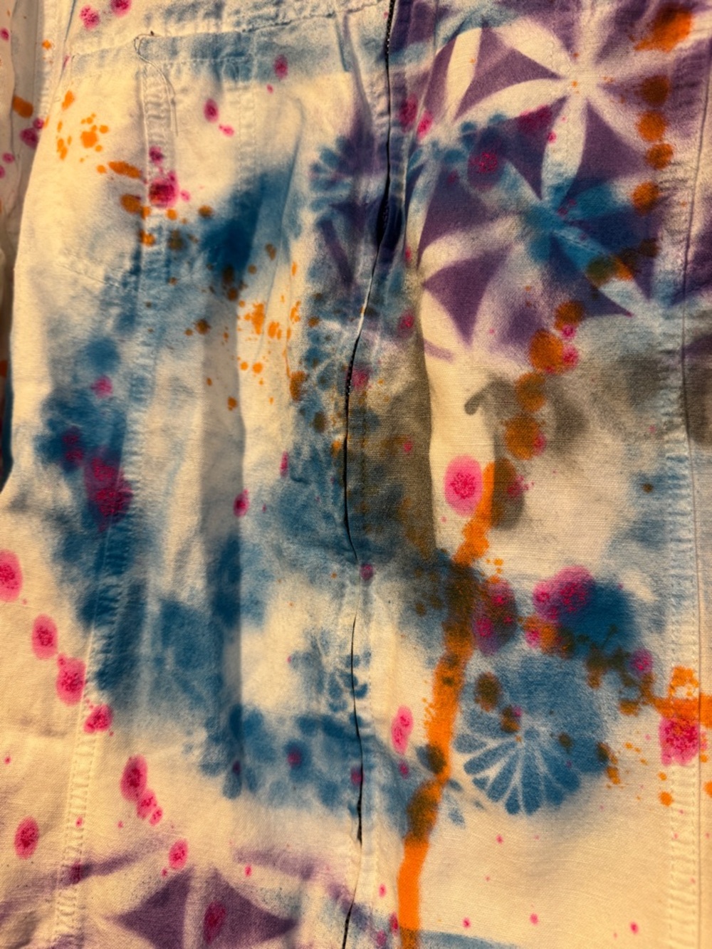 Custom Hand Painted White Linen Jacket Graffiti Streetwear Artsy Boho L - Picture 4 of 8